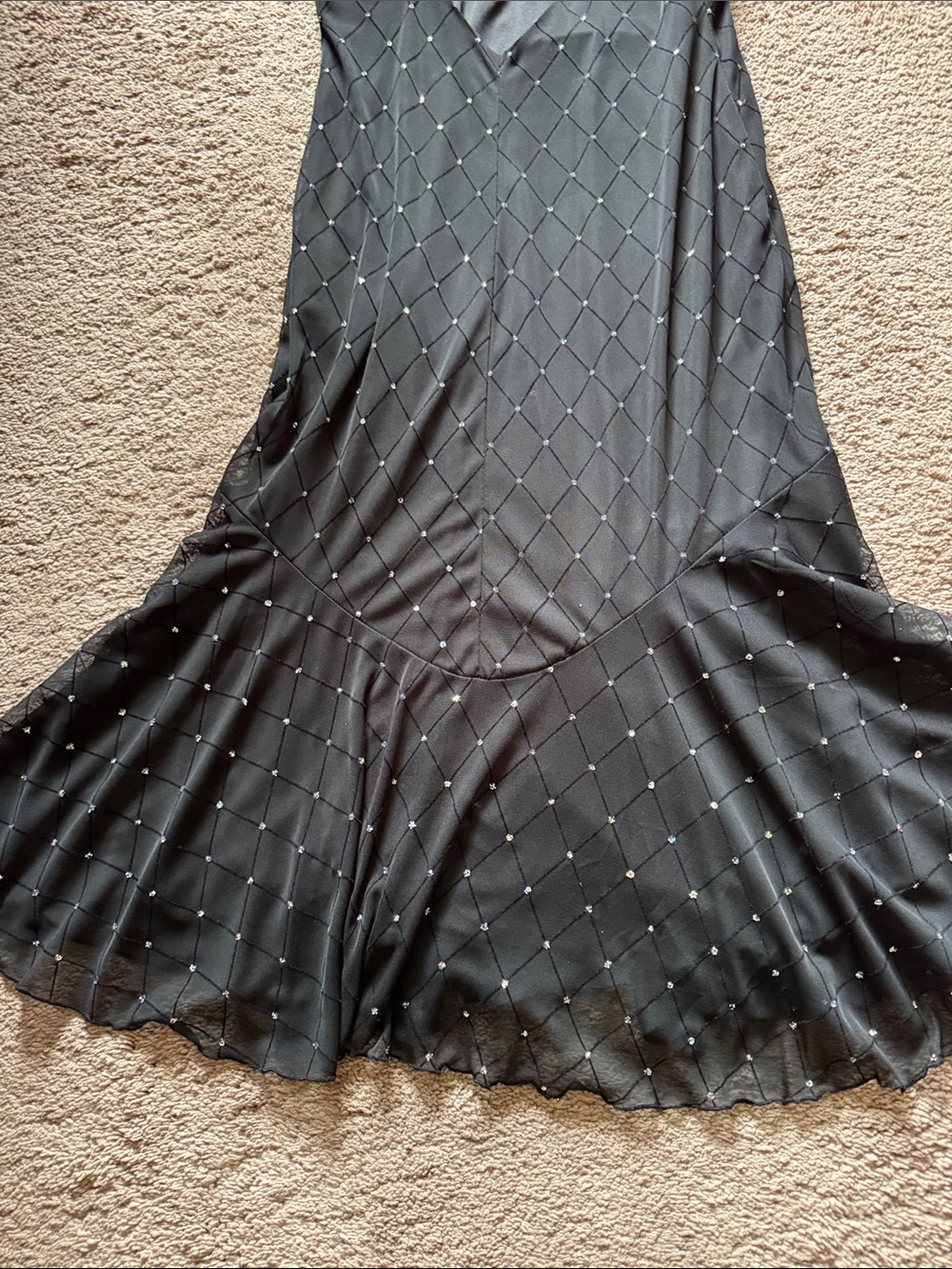 Dress Barn Black Babydoll Glitter Diamond Print Formal Midi Dress. Size 8 - Picture 9 of 11